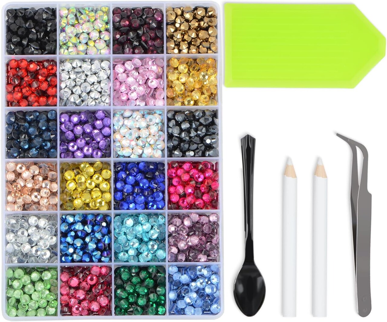 Glass Hotfix Rhinestones Bulk SS30 2880pcs 24 Colors Hotfix Crystal Flatback Rhinestones for Crafts Clothes with Tweezers and Wax Pencil Kit